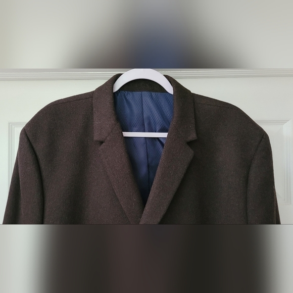 Kenneth Cole New York Men's Charcoal Gray/Black Wool Peacoat Trenchcoat Size 46R - Picture 2 of 11